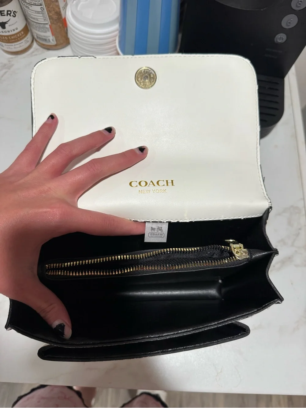Coach Cream Leather Crossbody with Gold-Tone Chain